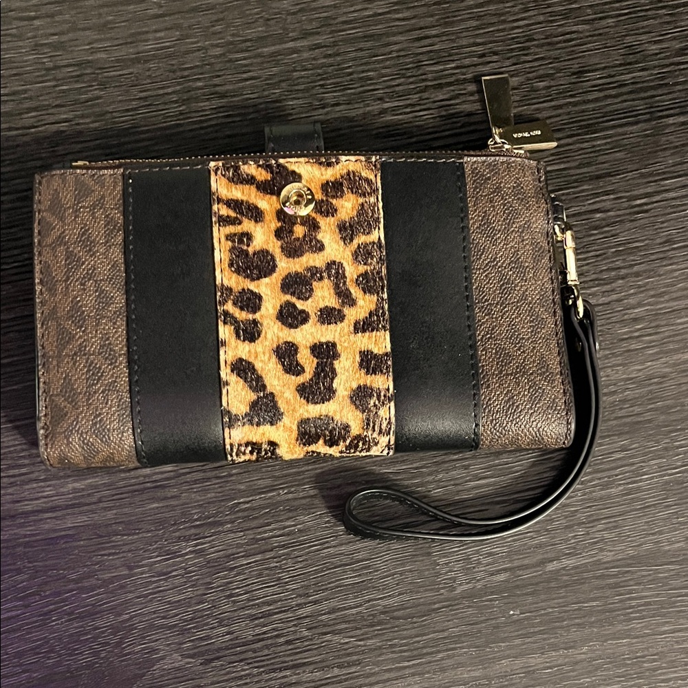 Michael Kors Leopard Print and Black Wallet